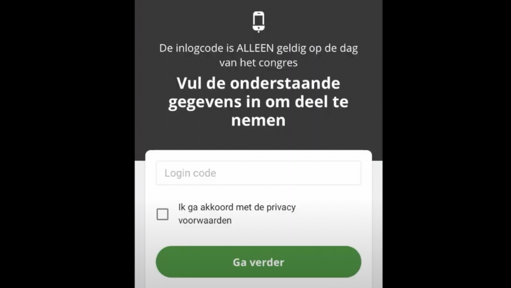 Het inlogscherm van de stemtool voor het verkiezingscongres