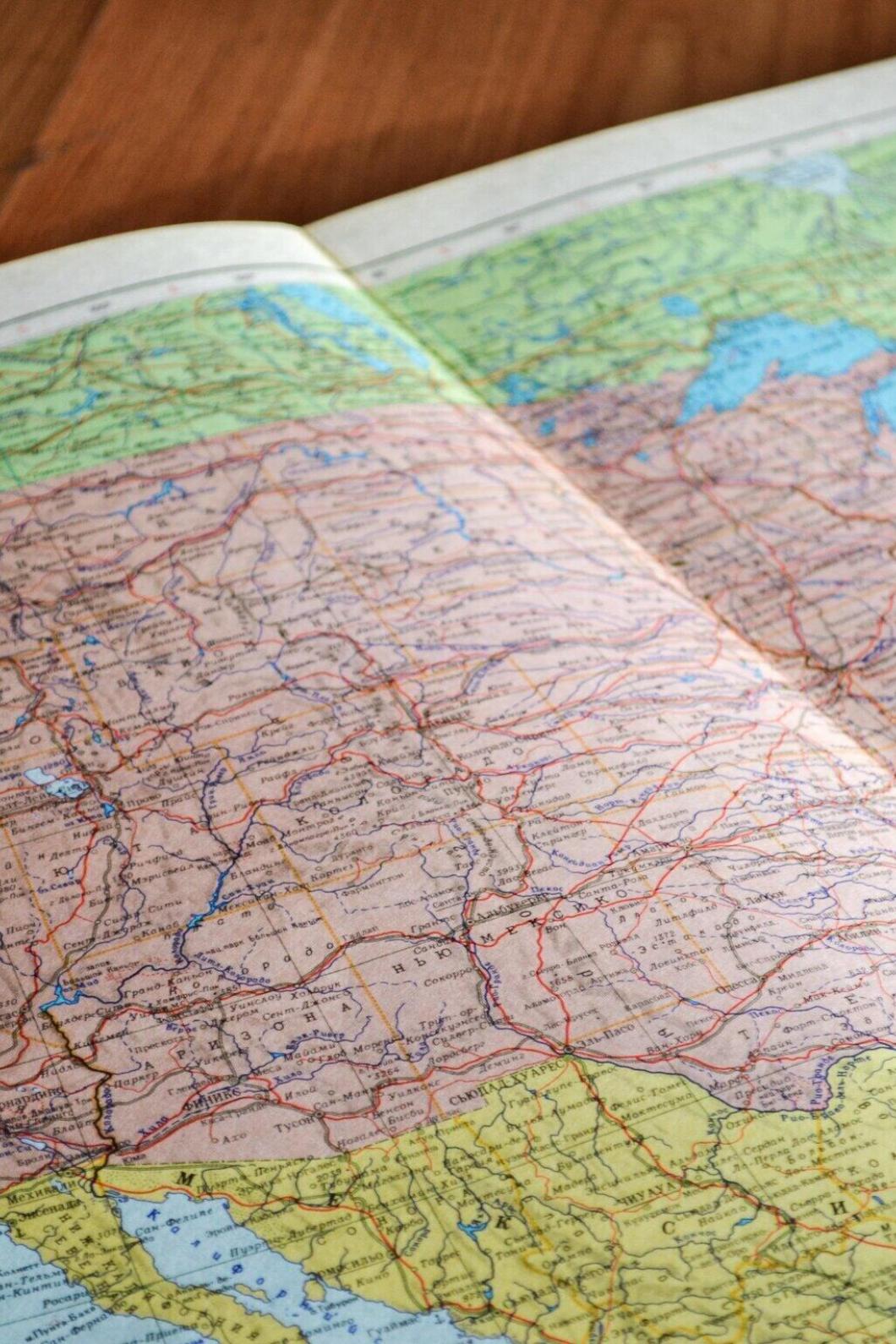 Kaart van de Verenigde Staten in een boek