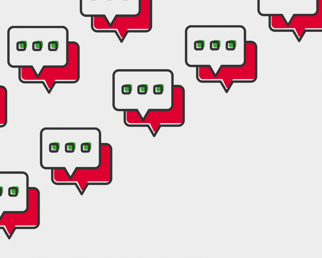 Grijs vlak met rijen van rood met groen berichteniconen