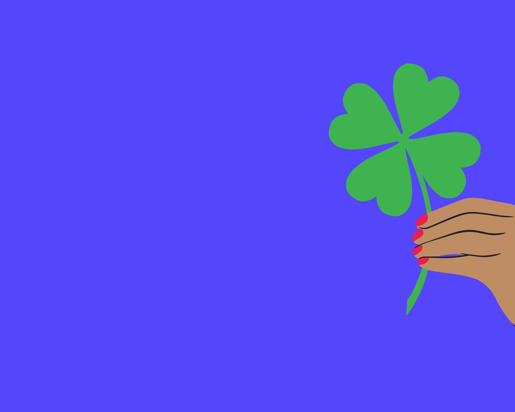 Illustratie van een hand met een klavertje vier