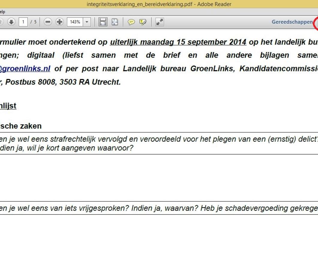 stap 1: klik op "ondertekenen"