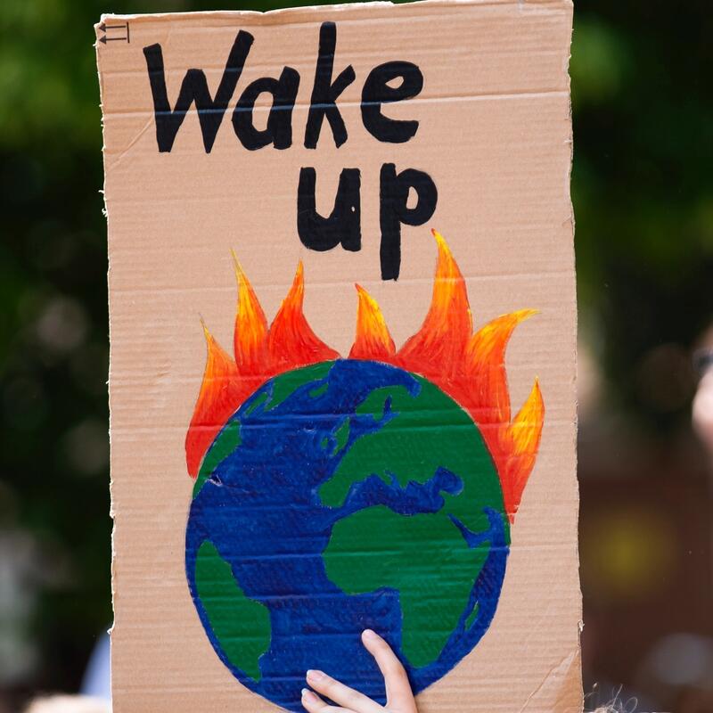Wake up kartonnen bord klimaatmars